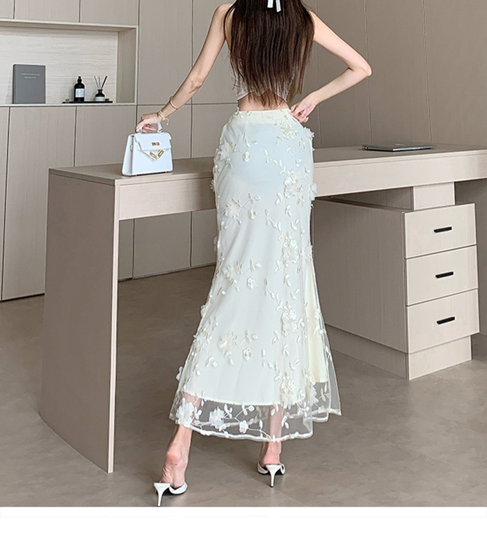 [헬레나 플라워 자수 머메이드 롱스커트] 바비코코